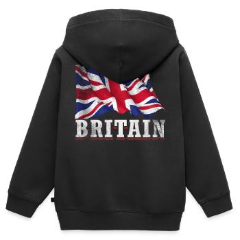 Royaume-Uni Royaume Uni Drapeau britannique - Sweat Premium à capuche zippé enfant bio - noir - Dos - AI Model Kid Male (0cm)