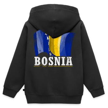 Drapeau de la Bosnie - Sweat Premium à capuche zippé enfant bio - noir - Dos - AI Model Kid Male (0cm)