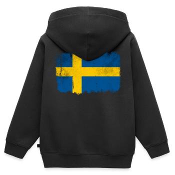 Schwedische Flagge - Kinder Premium Organic Zip Hoodie - Schwarz - Hinten - AI Model Kid Male (0cm)