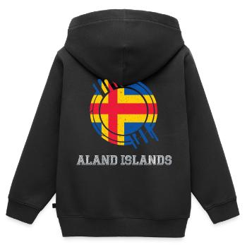 Aland-Inseln Runder Schild Landesfarben - Kinder Premium Organic Zip Hoodie - Schwarz - Hinten - AI Model Kid Male (0cm)
