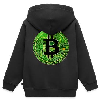 Bitcoin - Kinder Premium Organic Zip Hoodie - Schwarz - Hinten - AI Model Kid Male (0cm)