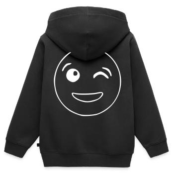 Emoji clin d’oeil croquis blanc - Sweat Premium à capuche zippé enfant bio - noir - Dos - AI Model Kid Male (0cm)