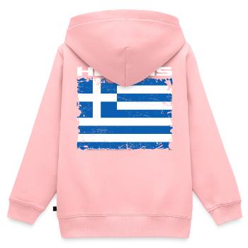 Grèce Drapeau Hellas - Sweat Premium à capuche zippé enfant bio - rose - Dos - AI Model Kid Female (0cm)