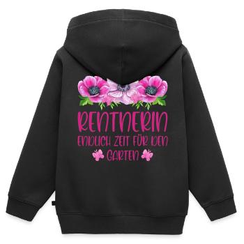 Rentnerin Rente Blumen Endlich Zeit für den Garten - Kinder Premium Organic Zip Hoodie - Schwarz - Hinten - AI Model Kid Male (0cm)