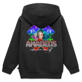 Mozart Pop-Art | Wolfgang Amadeus Mozart Geschenk - Kinder Premium Organic Zip Hoodie - Schwarz - Hinten - AI Model Kid Male (0cm)