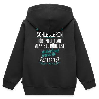 Schlesien Schlesierin Deutschland Polen Spruch - Kinder Premium Organic Zip Hoodie - Schwarz - Hinten - AI Model Kid Male (0cm)