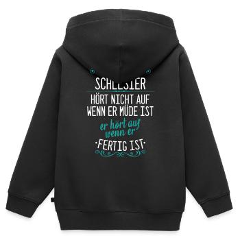 Schlesien Schlesier Deutschland Polen Spruch - Kinder Premium Organic Zip Hoodie - Schwarz - Hinten - AI Model Kid Male (0cm)