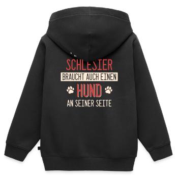 Schlesien Schlesier Deutschland Polen Spruch - Kinder Premium Organic Zip Hoodie - Schwarz - Hinten - AI Model Kid Male (0cm)