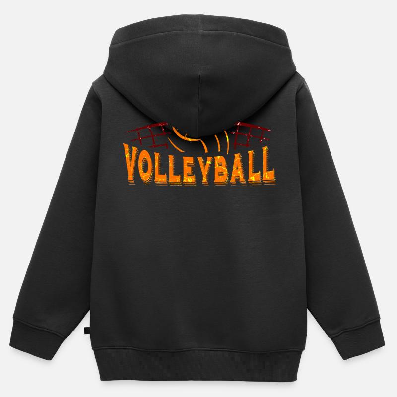 Volley-ball - Sweat Premium à capuche zippé enfant bio - noir