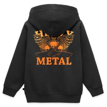 Heavy Metal - Sweat Premium à capuche zippé enfant bio - noir - Dos - AI Model Kid Male (0cm)