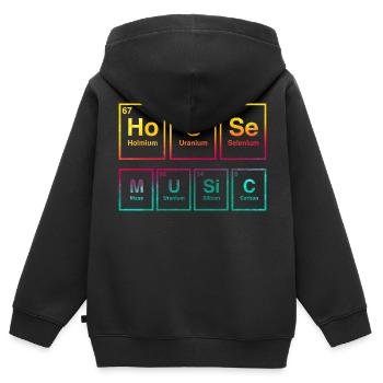 House Musik - Kinder Premium Organic Zip Hoodie - Schwarz - Hinten - AI Model Kid Male (0cm)