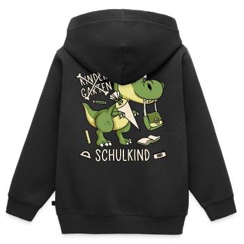 Schule Einschulung Dinosaurier Dino Schulkind - Kinder Premium Organic Zip Hoodie - Schwarz - Hinten - AI Model Kid Male (0cm)