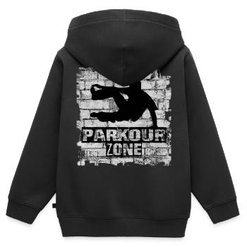 Parkour - Kinder Premium Organic Zip Hoodie - Schwarz - Hinten - AI Model Kid Male (0cm)