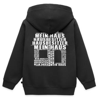 Hausbesitzer Mein Haus Meine Wohnung T-Shirt - Kinder Premium Organic Zip Hoodie - Schwarz - Hinten - AI Model Kid Male (0cm)