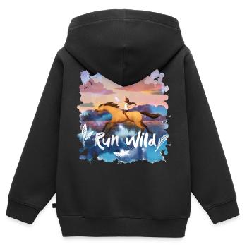 Spirit Et Lucky Run Wild - Sweat Premium à capuche zippé enfant bio - noir - Dos - AI Model Kid Male (0cm)