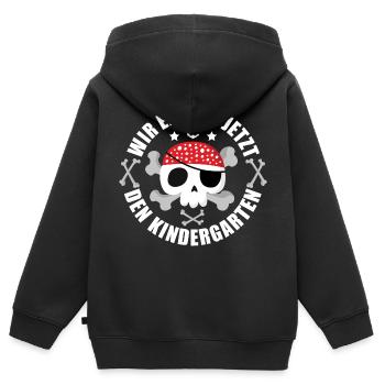 Kita Pirat Kindergartenkind - Kinder Premium Organic Zip Hoodie - Schwarz - Hinten - AI Model Kid Male (0cm)