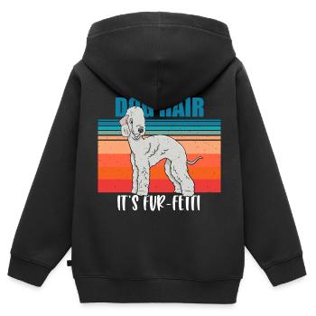 Bedlington Terrier - Sweat Premium à capuche zippé enfant bio - noir - Dos - AI Model Kid Male (0cm)