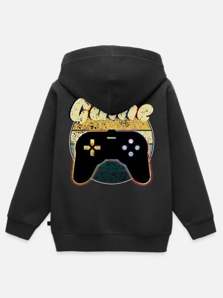 Konsole - Kinder Premium Organic Zip Hoodie - Schwarz