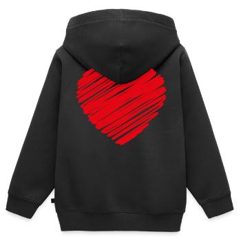 Herz Scribble Rot - Kinder Premium Organic Zip Hoodie - Schwarz - Hinten - AI Model Kid Male (0cm)