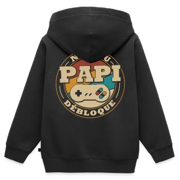 Level Opa freischalten - Kinder Premium Organic Zip Hoodie - Schwarz - Hinten - AI Model Kid Male (0cm)