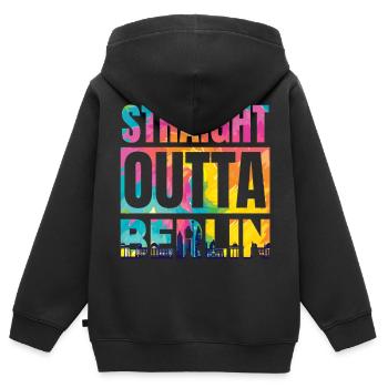 Directement de Berlin - Sweat Premium à capuche zippé enfant bio - noir - Dos - AI Model Kid Male (0cm)