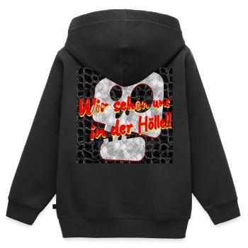 Hölle - Abbild - 2023 - Kinder Premium Organic Zip Hoodie - Schwarz - Hinten - AI Model Kid Male (0cm)