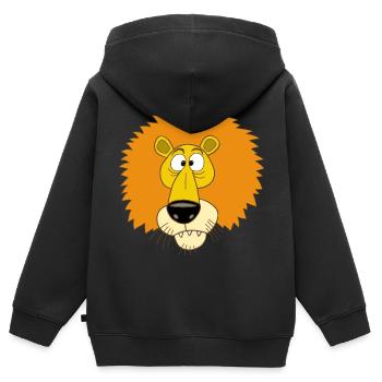 Lion qui louche - Sweat Premium à capuche zippé enfant bio - noir - Dos - AI Model Kid Male (0cm)