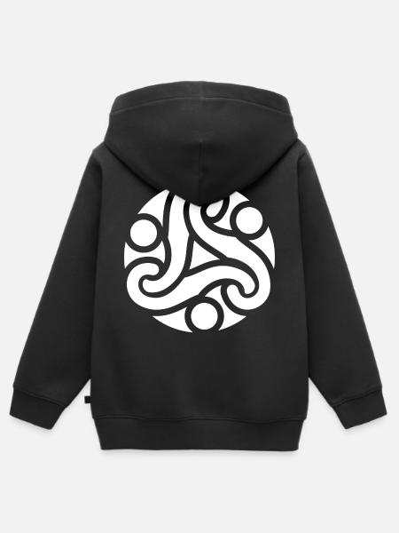 Symbole celtique de protection (blanc) - Premium børne zip-hættetrøje økologisk - sort