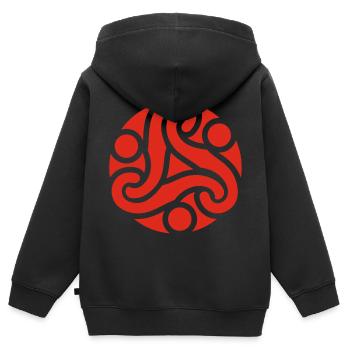 Celtic symbol of protection (red) - Kids Premium Organic Zip-up Hoodie - black - Back - AI Model Kid Male (0cm)