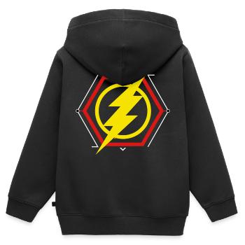The Flash Gelber Blitz Symbol - Kinder Premium Organic Zip Hoodie - Schwarz - Hinten - AI Model Kid Male (0cm)