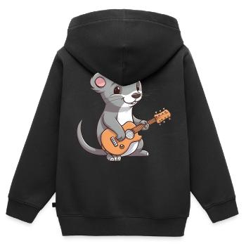 Cute mongoose playing guitar - Kids Premium Organic Zip-up Hoodie - black - Back - AI Model Kid Male (0cm)