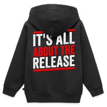 Loslassen Axtwerfen Liebhaber Experte Axtwerfer - Kinder Premium Organic Zip Hoodie - Schwarz - Hinten - AI Model Kid Male (0cm)