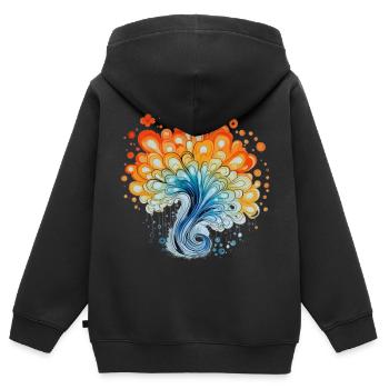 Bunter Wasserfarben Spritzer - Kinder Premium Organic Zip Hoodie - Schwarz - Hinten - AI Model Kid Male (0cm)