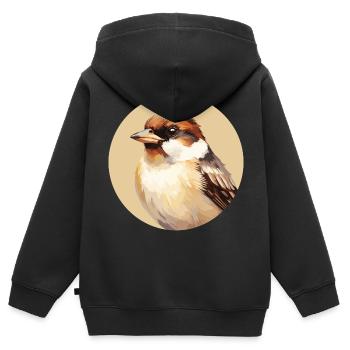 House sparrow - Kids Premium Organic Zip-up Hoodie - black - Back - AI Model Kid Male (0cm)