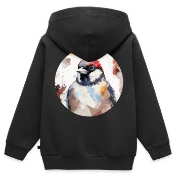 House sparrow - Kids Premium Organic Zip-up Hoodie - black - Back - AI Model Kid Male (0cm)
