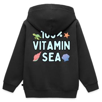 100% vitamine mer - Sweat Premium à capuche zippé enfant bio - noir - Dos - AI Model Kid Male (0cm)