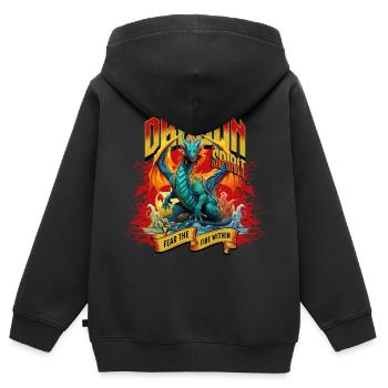 Dragon, Fantaisie, Magie, Mysticisme, Créature, Fable, Animal - Sweat Premium à capuche zippé enfant bio - noir - Dos - AI Model Kid Male (0cm)