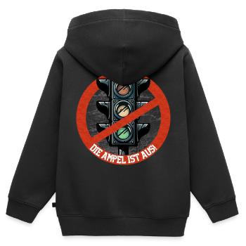Die AMPEL ist AUS! - Kinder Premium Organic Zip Hoodie - Schwarz - Hinten - AI Model Kid Male (0cm)