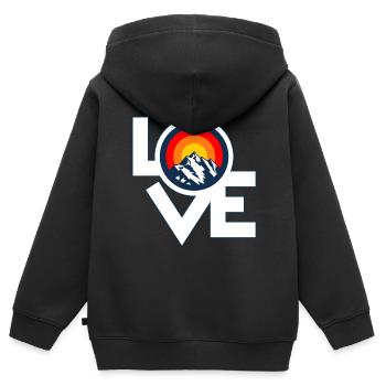 Ich Liebe Berge – I Love Mountains Retro Design - Kinder Premium Organic Zip Hoodie - Schwarz - Hinten - AI Model Kid Male (0cm)