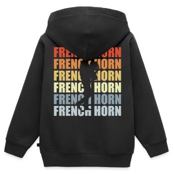 Retro Horn - Kinder Premium Organic Zip Hoodie - Schwarz - Hinten - AI Model Kid Male (0cm)