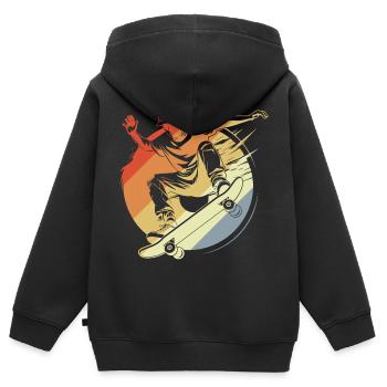 Skateboarder Junge Vintage Look - Kinder Premium Organic Zip Hoodie - Schwarz - Hinten - AI Model Kid Male (0cm)