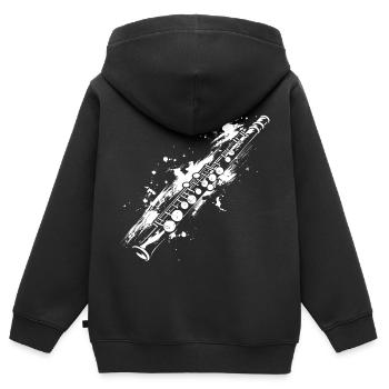 Flûte - Sweat Premium à capuche zippé enfant bio - noir - Dos - AI Model Kid Male (0cm)