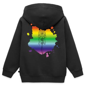 Attrape-rêve multicolore - Sweat Premium à capuche zippé enfant bio - noir - Dos - AI Model Kid Male (0cm)