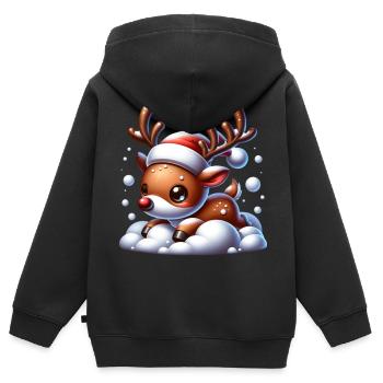 Renne mignon cadeau de Saint-Nicolas - Sweat Premium à capuche zippé enfant bio - noir - Dos - AI Model Kid Male (0cm)