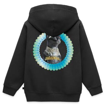 Theodosia Katzenstatue Ra - Kinder Premium Organic Zip Hoodie - Schwarz - Hinten - AI Model Kid Male (0cm)