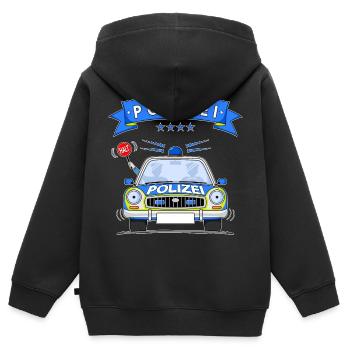 Polizeiauto mit Sirene - Kinder Premium Organic Zip Hoodie - Schwarz - Hinten - AI Model Kid Male (0cm)