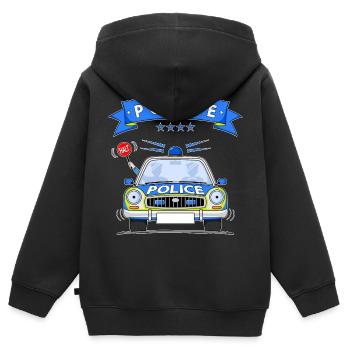 Police Polizeiauto mit Sirene - Kinder Premium Organic Zip Hoodie - Schwarz - Hinten - AI Model Kid Male (0cm)