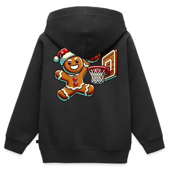 Dunking Gingerbread Man Basketball - Kids Premium Organic Zip-up Hoodie - black - Back - AI Model Kid Male (0cm)