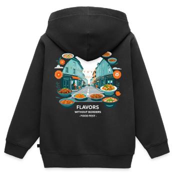 Street Food Festival - Kinder Premium Organic Zip Hoodie - Schwarz - Hinten - AI Model Kid Male (0cm)