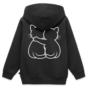 Katzen Umarmung - Kinder Premium Organic Zip Hoodie - Schwarz - Hinten - AI Model Kid Male (0cm)
